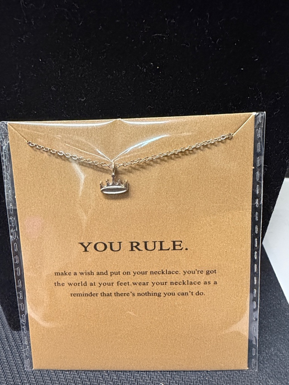 YOU RULE Silver Crown Pendant Necklace